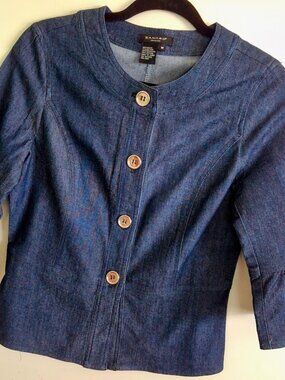 Sandro Sport Soft Denim 3/4 Sleeve Jacket Medium High-End Casual Chic
